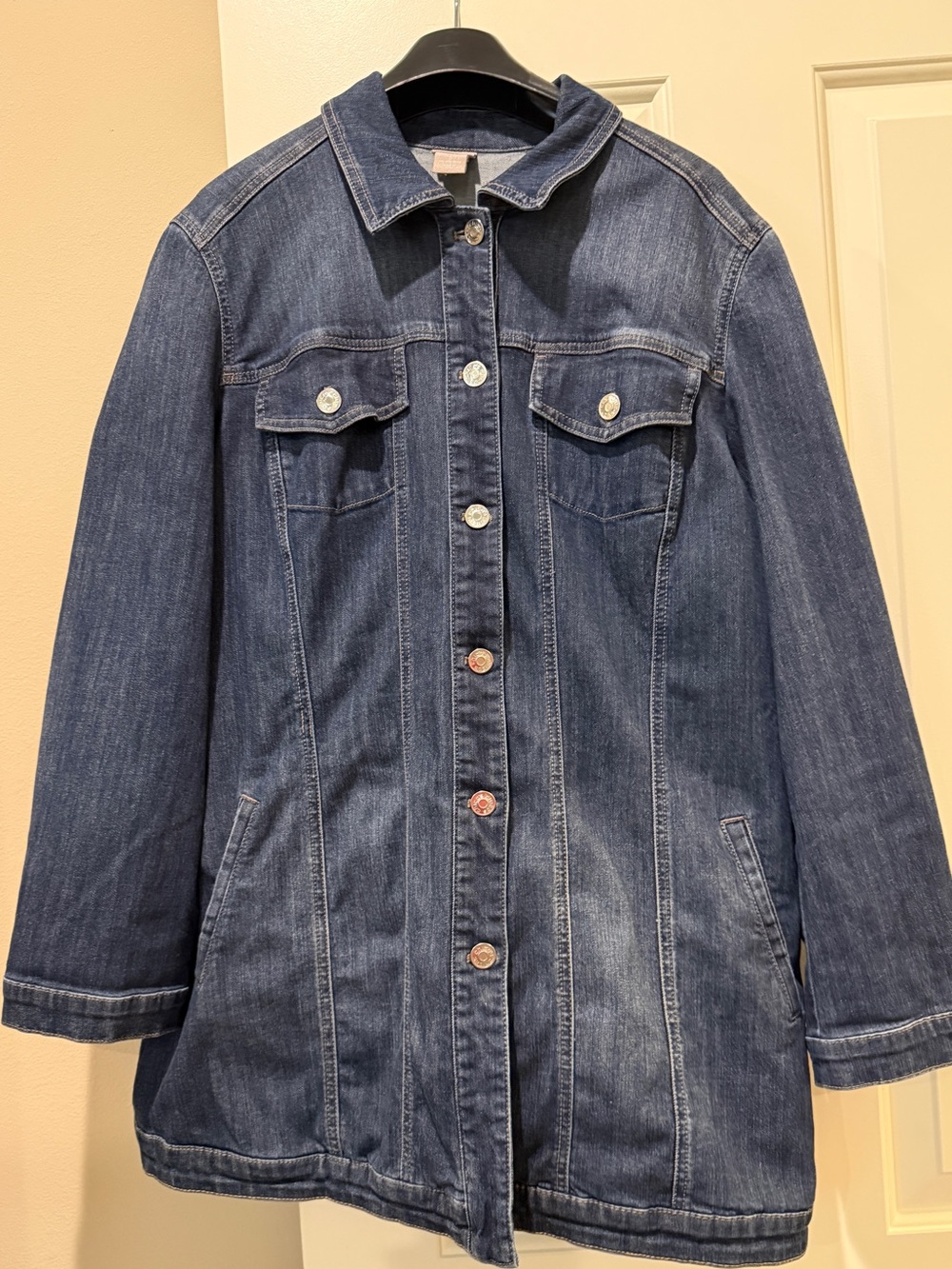 Chico's Dark Blue Long Denim Jacket